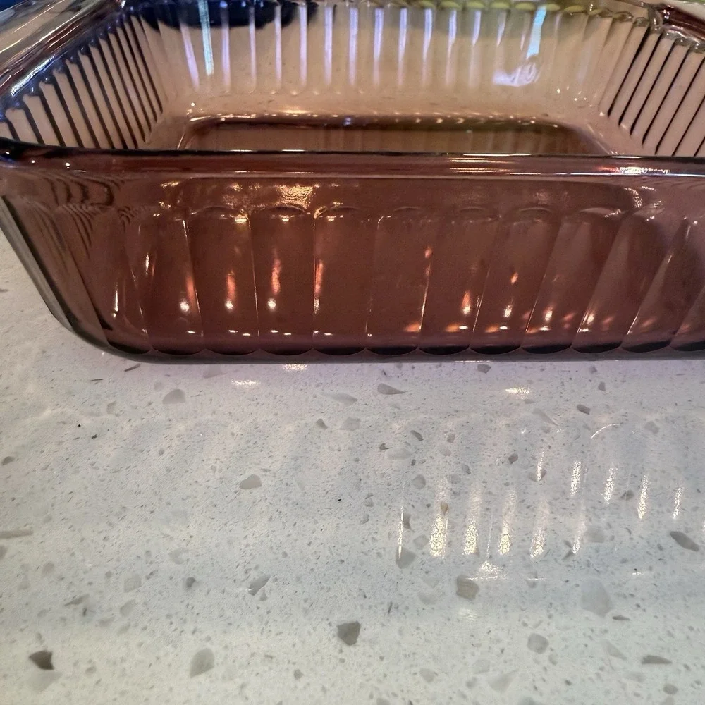 Pyrex Cranberry Pink Glass 2 Qt Square Baking Dish Casserole Pan Vintage USA